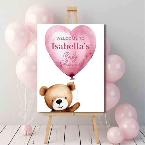 We Can Bearly Wait Girl Baby Shower Welcome Sign