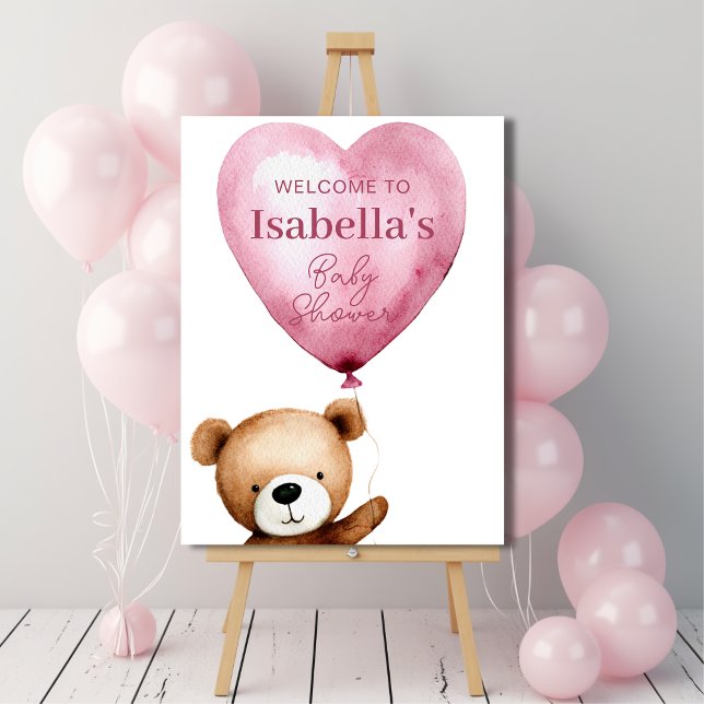 We Can Bearly Wait Girl Baby Shower Welcome Sign (We Can Bearly Wait Girl Baby Shower Welcome Sign)