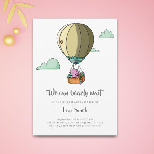 We Can Bearly Wait Girl Pink Baby Shower Invitation