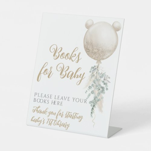 We can bearly wait Gold Balloon Baby Shower books  Pedestal Sign