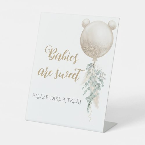 We can bearly wait Gold Balloon Baby Shower treat Pedestal Sign