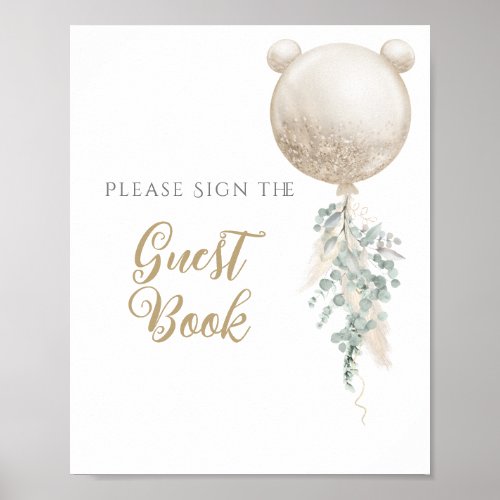 We can bearly wait Gold Balloon guest book