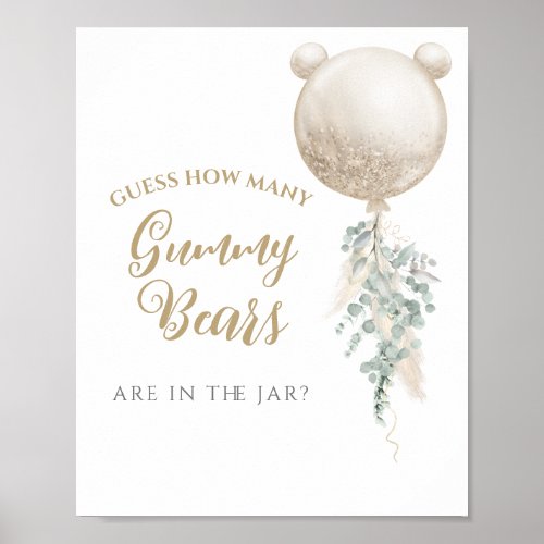 We can bearly wait Gold Balloon gummy bears game Poster