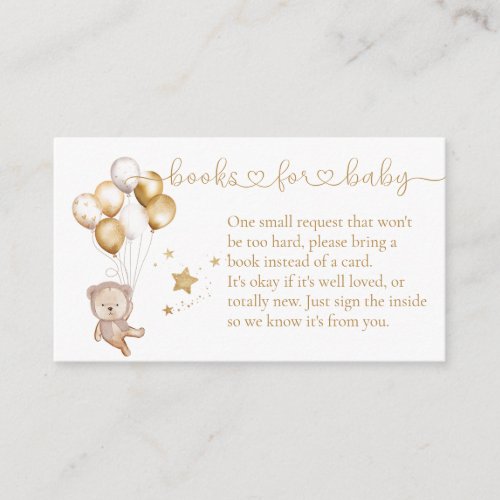 We Can Bearly Wait Gold Balloons Bear Book Request Enclosure Card
