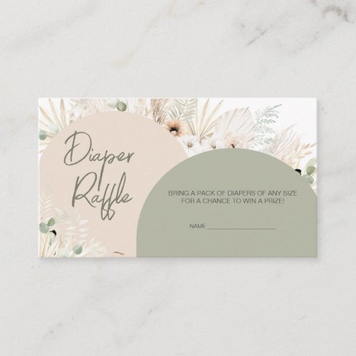 We Can Bearly Wait Green Baby Shower Diaper Raffle Enclosure Card