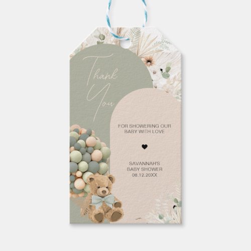 We Can Bearly Wait Green Baby Shower Favor Tags
