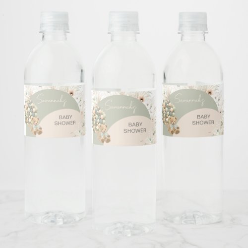 We Can Bearly Wait Green Baby Shower Water Bottle Label