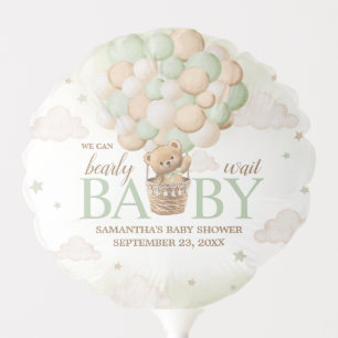 We Can Bearly Wait Green Bear Baby Shower Balloon