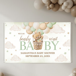 We Can Bearly Wait Green Bear Baby Shower Banner