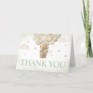We Can Bearly Wait Green Bear Baby Shower  Letterpress Thank You Card