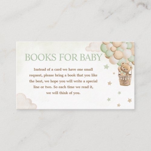 We Can Bearly Wait Green Bear Books for Baby Enclosure Card