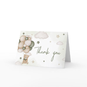 We Can Bearly Wait Green Boho Baby Shower Thank You Card