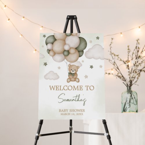 We Can Bearly Wait Green Boho Welcome Sign