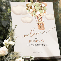 We Can Bearly Wait Green Gold Baby Shower Welcome Foam Board