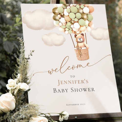 We Can Bearly Wait Green Gold Baby Shower Welcome Foam Board