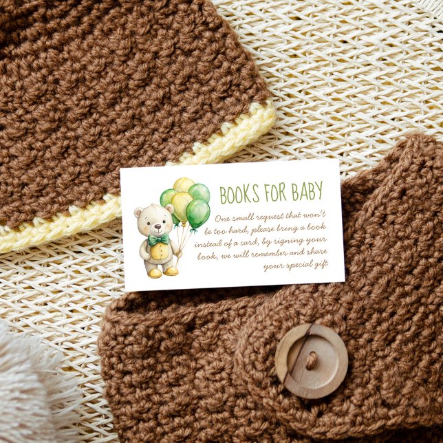We can bearly wait green teddy bear book request enclosure card (We can bearly wait cute sage green teddy bear baby shower book request enclosure card books for baby)