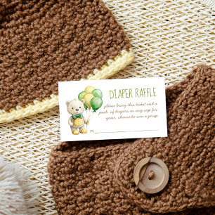We can bearly wait green teddy bear diaper raffle enclosure card