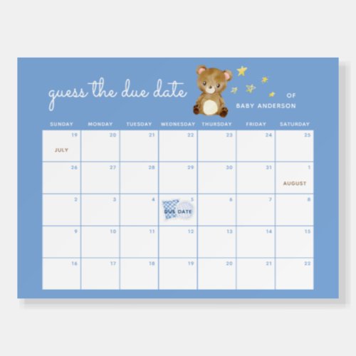 We Can Bearly Wait Guess the Due Date Baby Shower Foam Board
