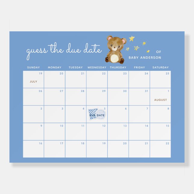 We Can Bearly Wait Guess the Due Date Baby Shower Foam Board (Front)