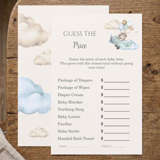 We Can Bearly Wait Guess the Price Shower Game  (Guess the Price Baby Shower Bearly Wait Airplane)