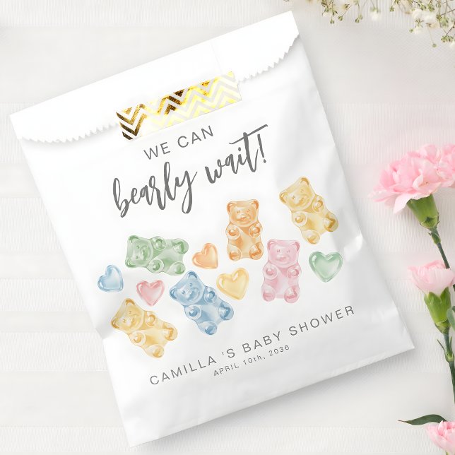 We Can Bearly Wait Gummy Bears Baby Shower Favor Bag (Creator Uploaded)