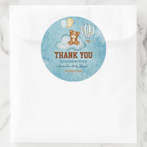 We Can Bearly Wait Hot Air Balloon Baby Shower Cla Classic Round Sticker