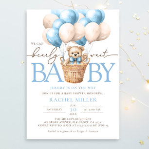 We Can Bearly Wait Hot Air Balloon Baby Shower Invitation