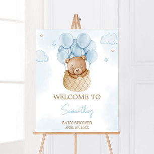 We Can Bearly Wait Hot Air Balloon Baby Welcome Poster