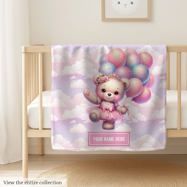 We Can Bearly Wait Hot Air Balloon Teddy Bear Gift Baby Blanket (We Can Bearly Wait Hot Air Balloon Teddy Bear Gift baby blanket)