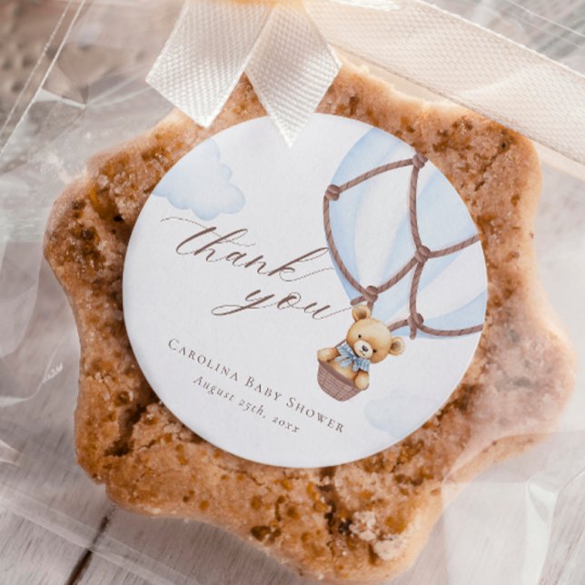 We Can Bearly Wait! Hot Air Baloon Thank You Classic Round Sticker (Creator Uploaded)