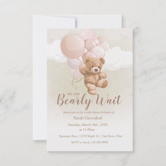 We Can Bearly Wait Invitation (Front)