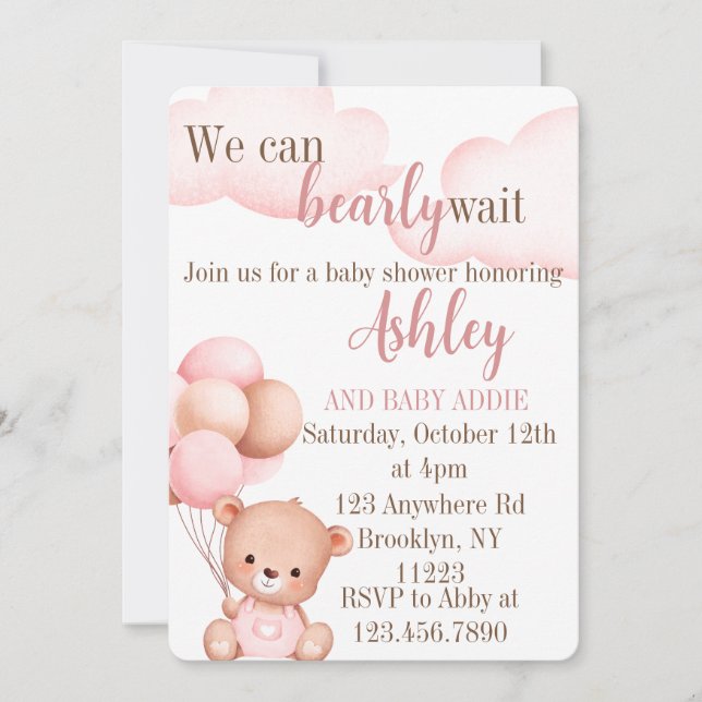 We Can Bearly Wait Invitation (Front)