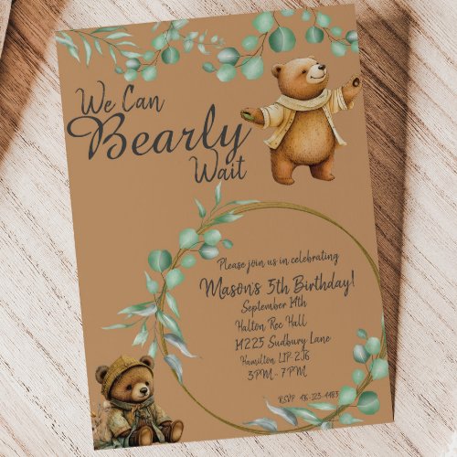 We Can BEARLY Wait  Invitation