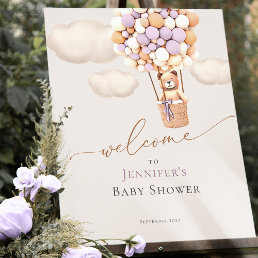 We Can Bearly Wait Lavender Baby Shower Welcome Foam Board