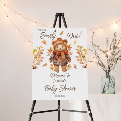 We Can Bearly Wait Leaves Baby Shower  Foam Board