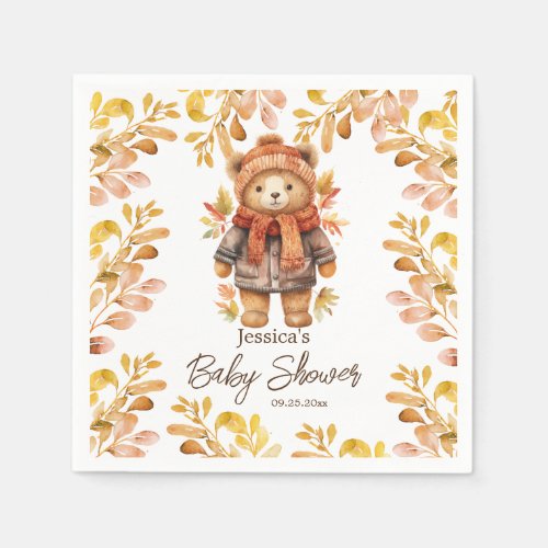 We Can Bearly Wait Leaves Baby Shower  Napkins