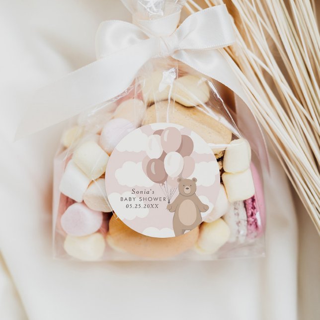 We Can Bearly Wait | Light Pink Baby Girl Classic Round Sticker (Creator Uploaded)