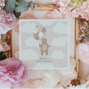 We Can Bearly Wait Light Pink Baby Girls Napkins