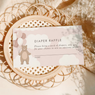 We Can Bearly Wait Light Pink Raffle Shower Enclosure Card