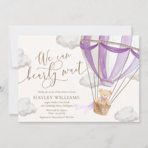 We Can Bearly Wait Lilac Baby Shower Invitation