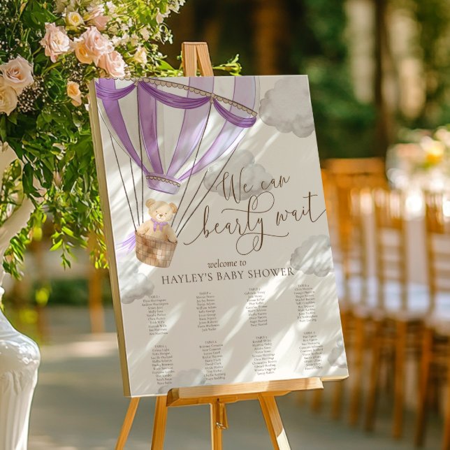 We Can Bearly Wait Lilac Baby Shower Seating Chart (Creator Uploaded)