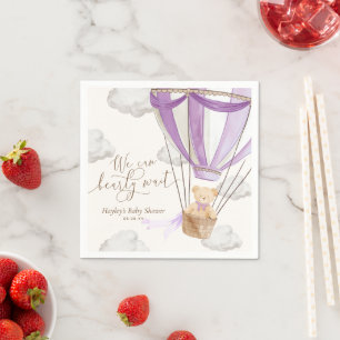 We Can Bearly Wait Lilac Teddy Bear Baby Shower Napkins