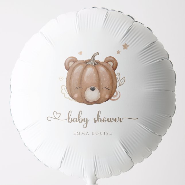 We Can Bearly Wait Little Pumpkin Bear  Balloon (Front)