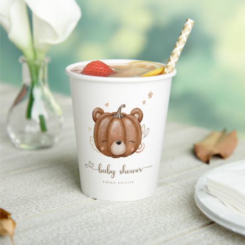 We Can Bearly Wait Little Pumpkin Bear Paper Cups