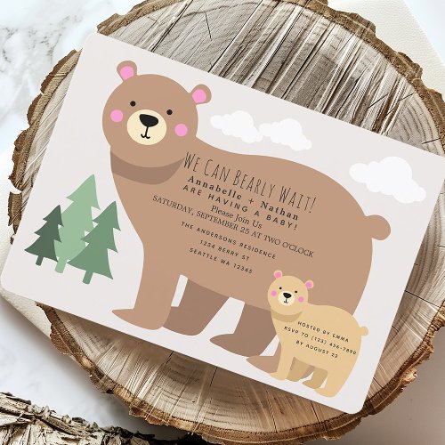 We Can Bearly Wait Mama Bear Baby shower Invitatio Invitation