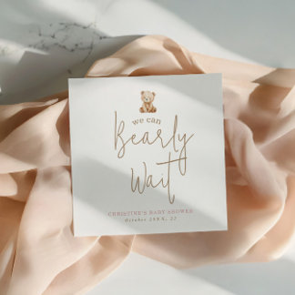  We Can Bearly Wait Minimalist Baby Shower Napkins