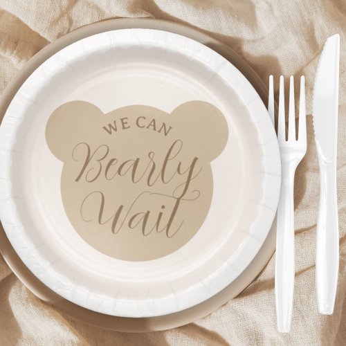 We Can Bearly Wait Minimalist Neutral Baby Shower Paper Plates
