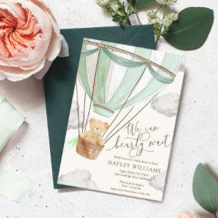 We Can Bearly Wait Mint Baby Shower Invitation
