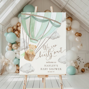 We Can Bearly Wait Mint Green Baby Shower Foam Board