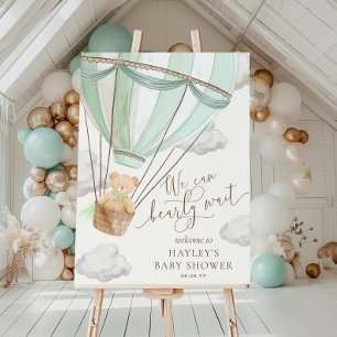 We Can Bearly Wait Mint Green Baby Shower Poster